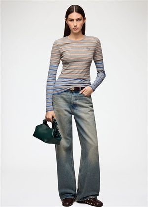 Soft cotton rib long sleeve double layer Strong Blue A1040472 Ganni 